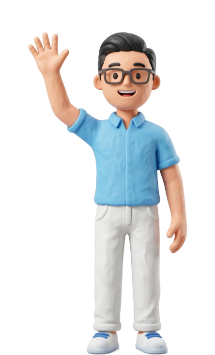 A waving clay person